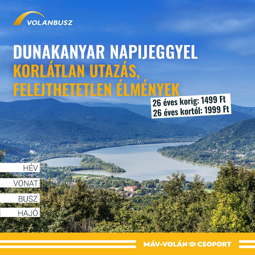 A képen a Dunakanyar napijegyet reklámozó plakát látható.