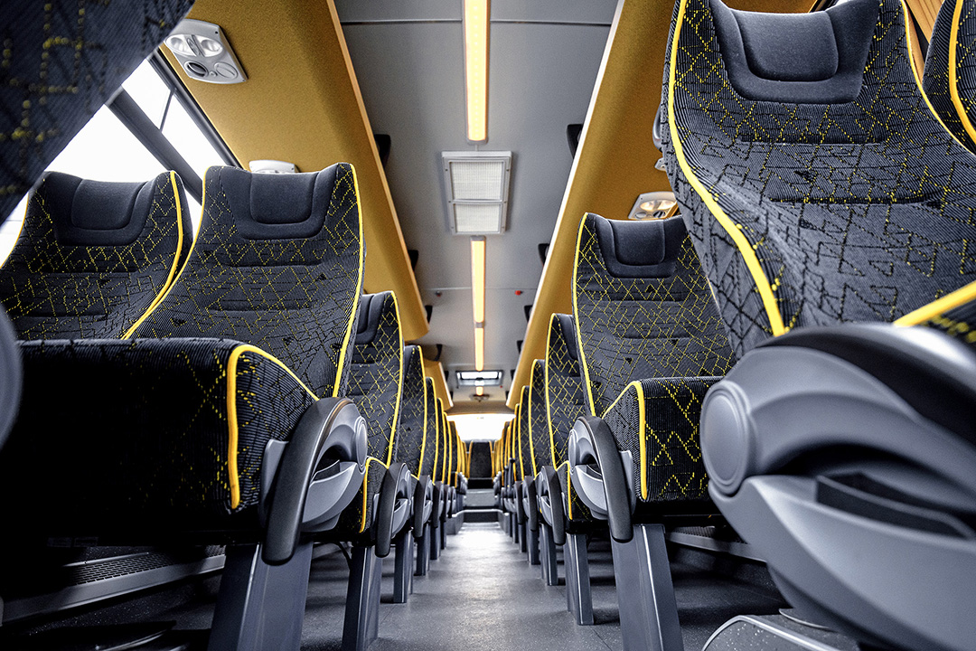 Volánbusz távolsági autóbuszjárat belső fotó