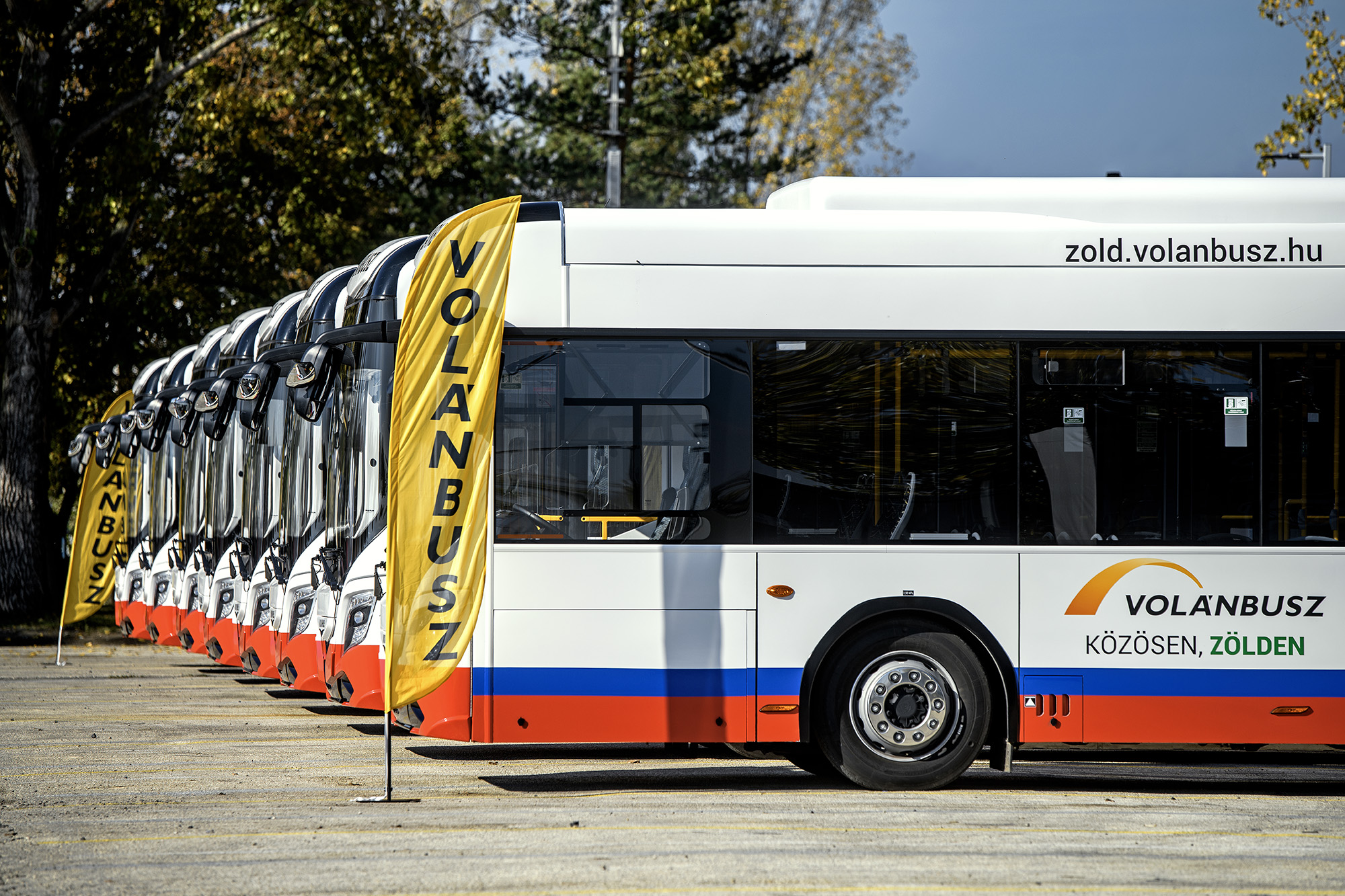 A képen az új autóbuszok láthatók.