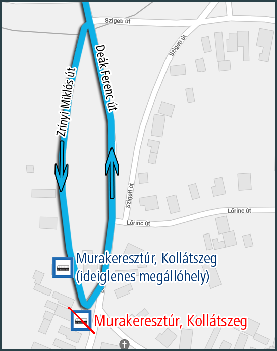 A képen az áthelyezett megálló helye látható.