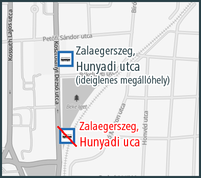 A képen az áthelyezett megálló helye látható.