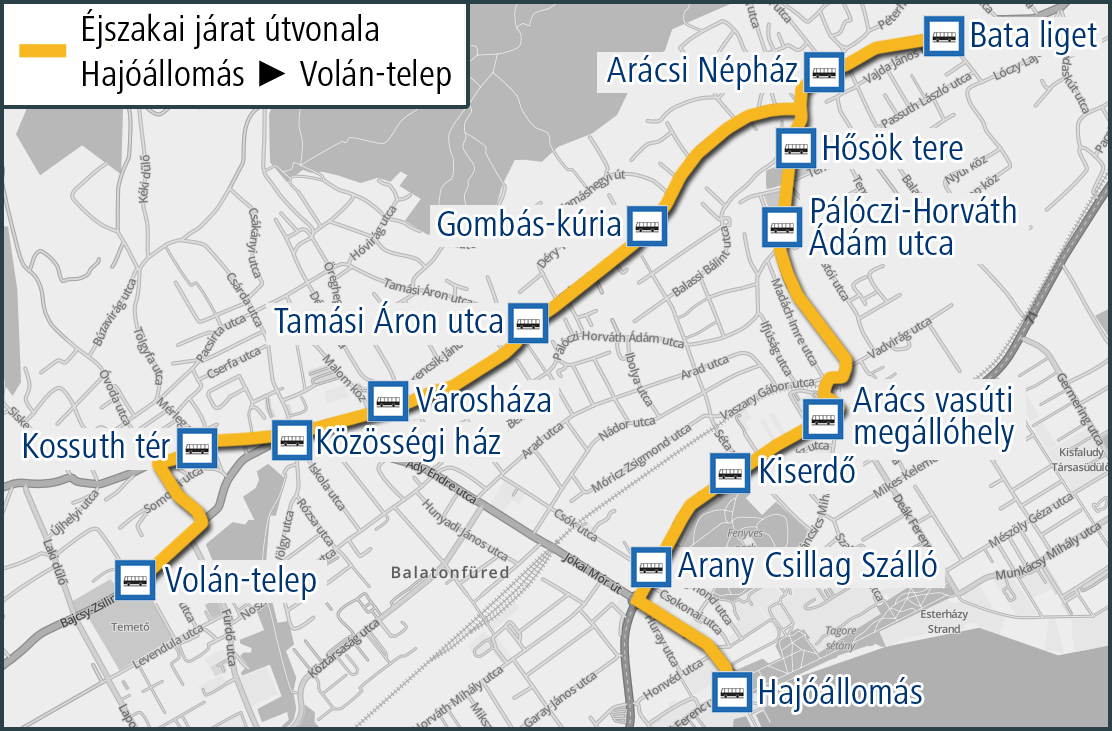 A képen az éjszakai járat útvonala látható.