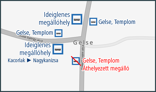 A képen az áthelyezett megállók helye látható.