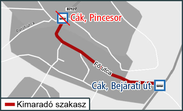 A képen a kimaradó és a legközelebbi megállóhely látható.