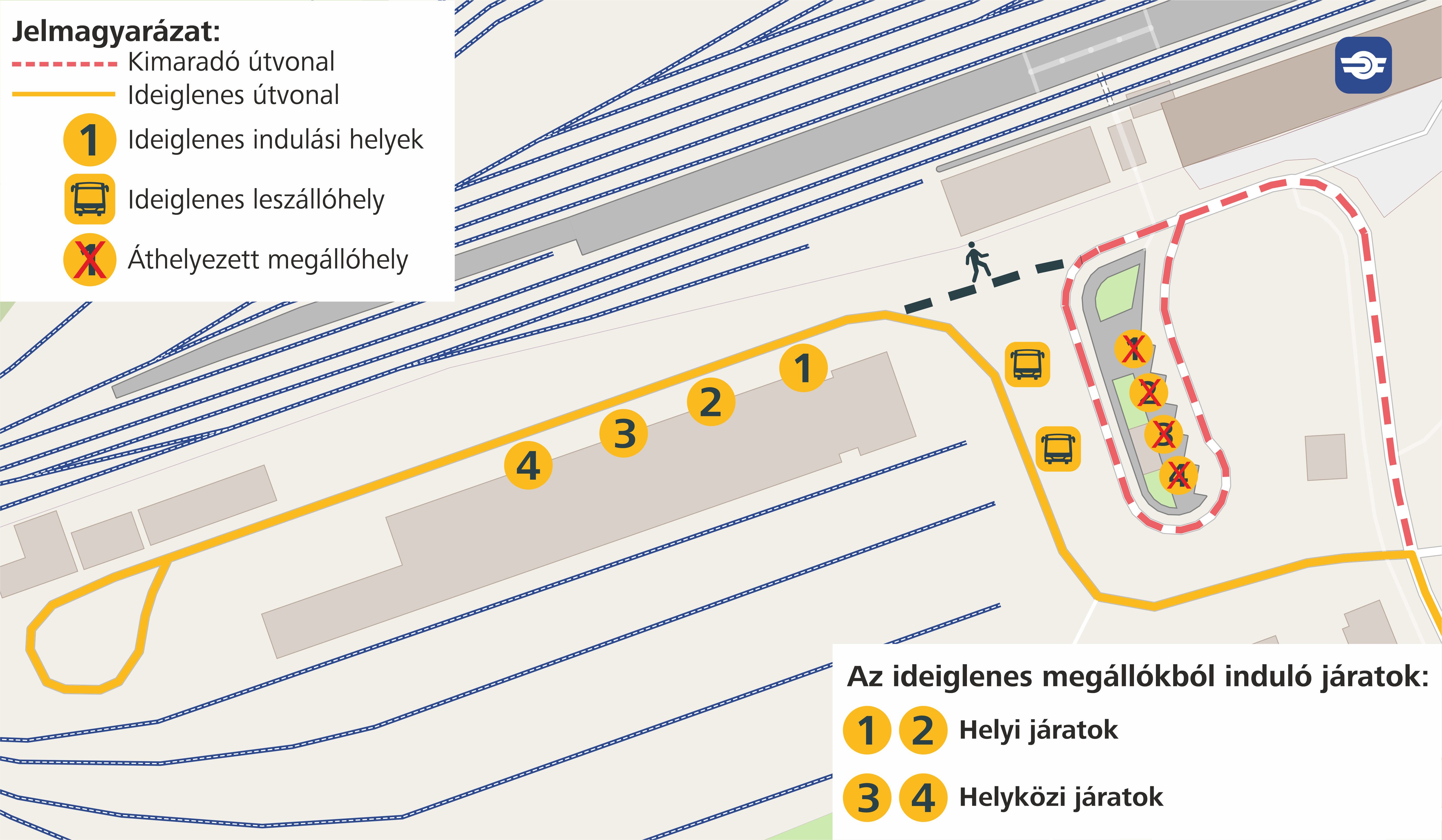 A képen az áthelyezett megállók helye látható.