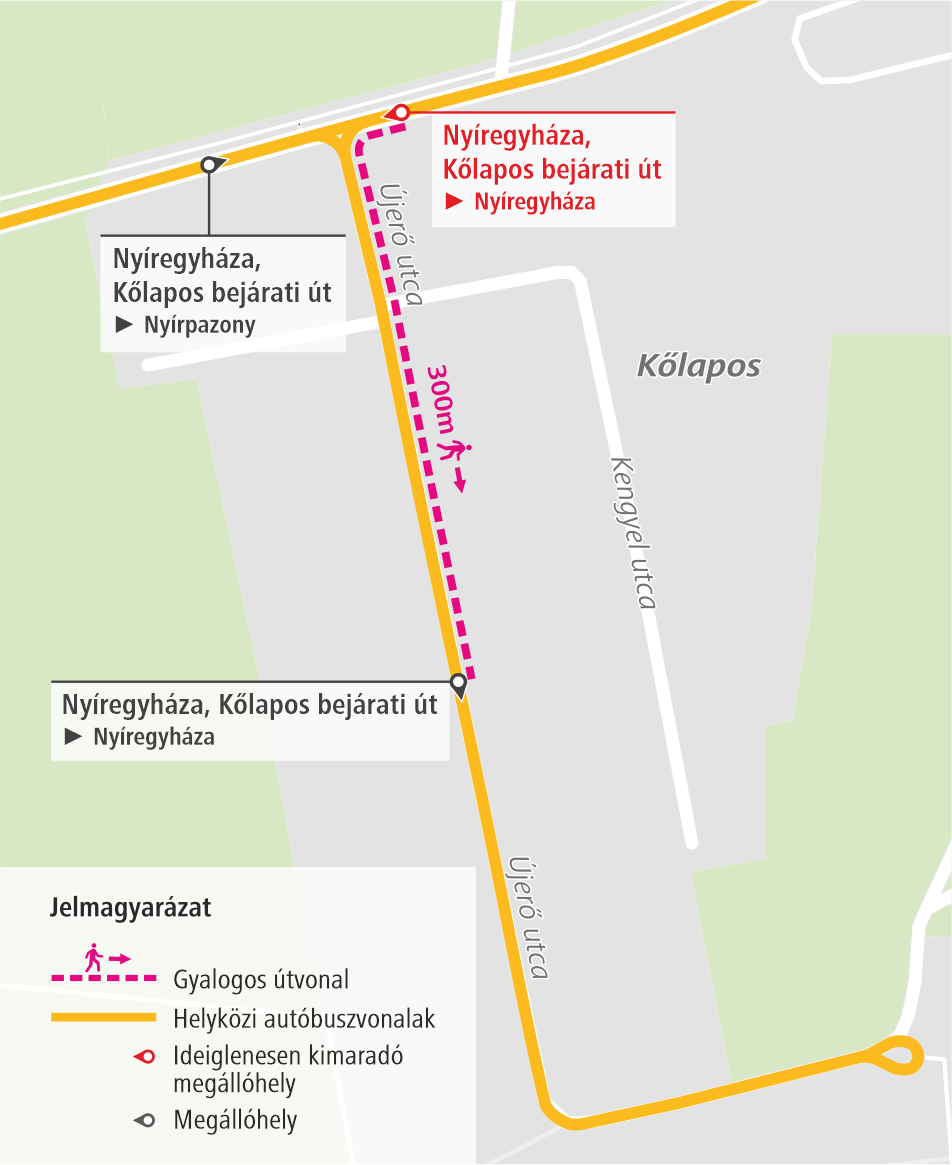 A térképen az áthelyezett megálló látható.