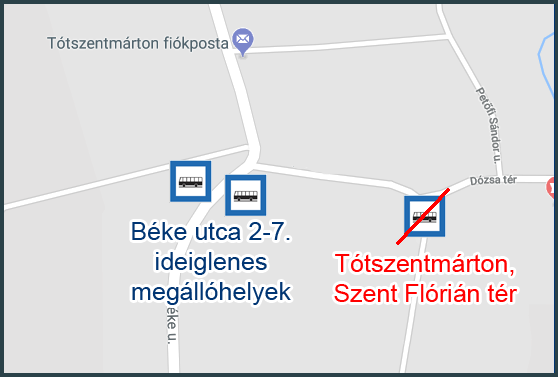 A képen az áthelyezett megálló helye látható.
