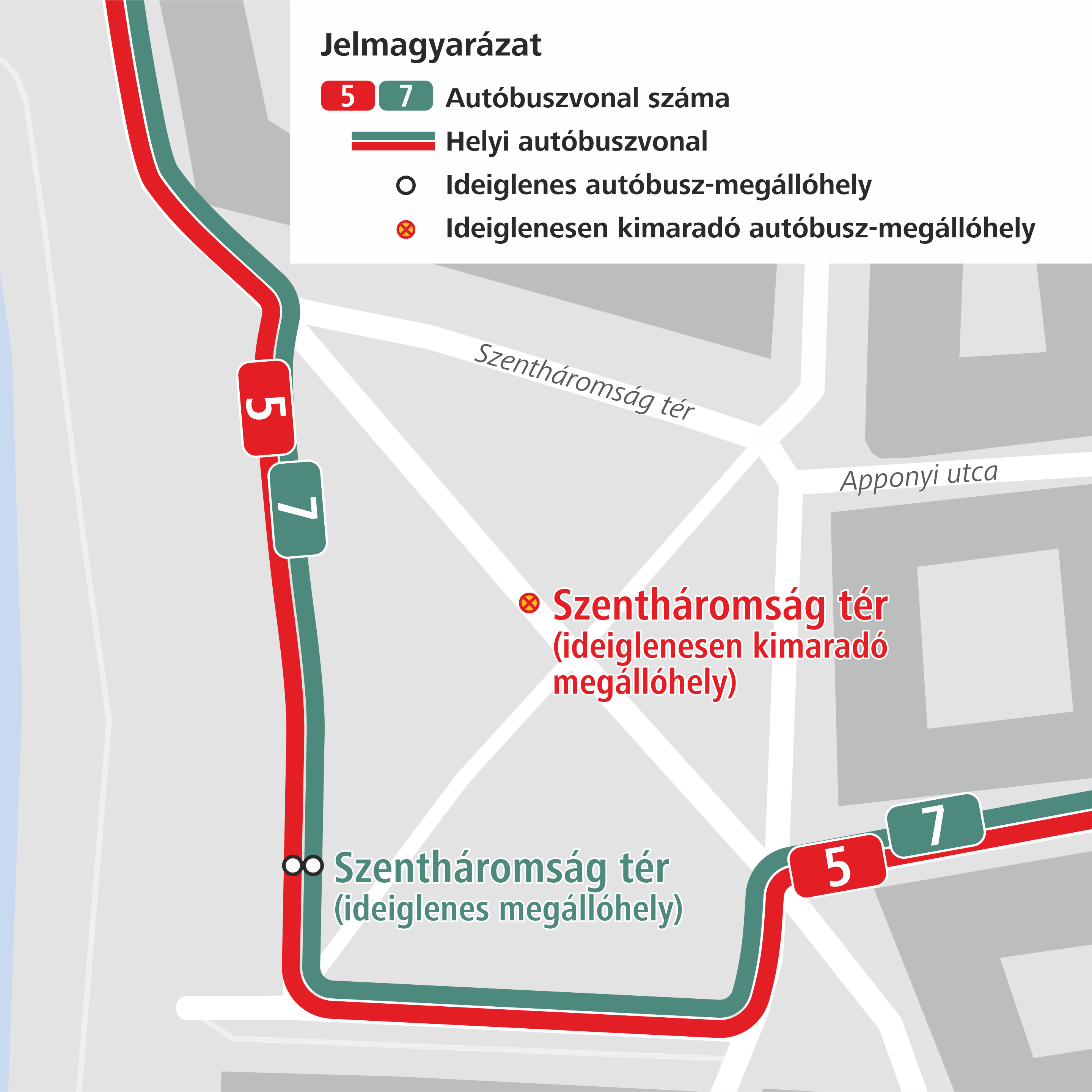 Baján a Szentháromság tér megálló-áthelyezése a maszkabál ideje alatt